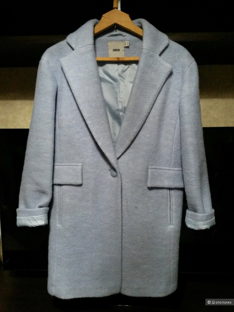 Шерстяное голубое пальто - кокон  Asos