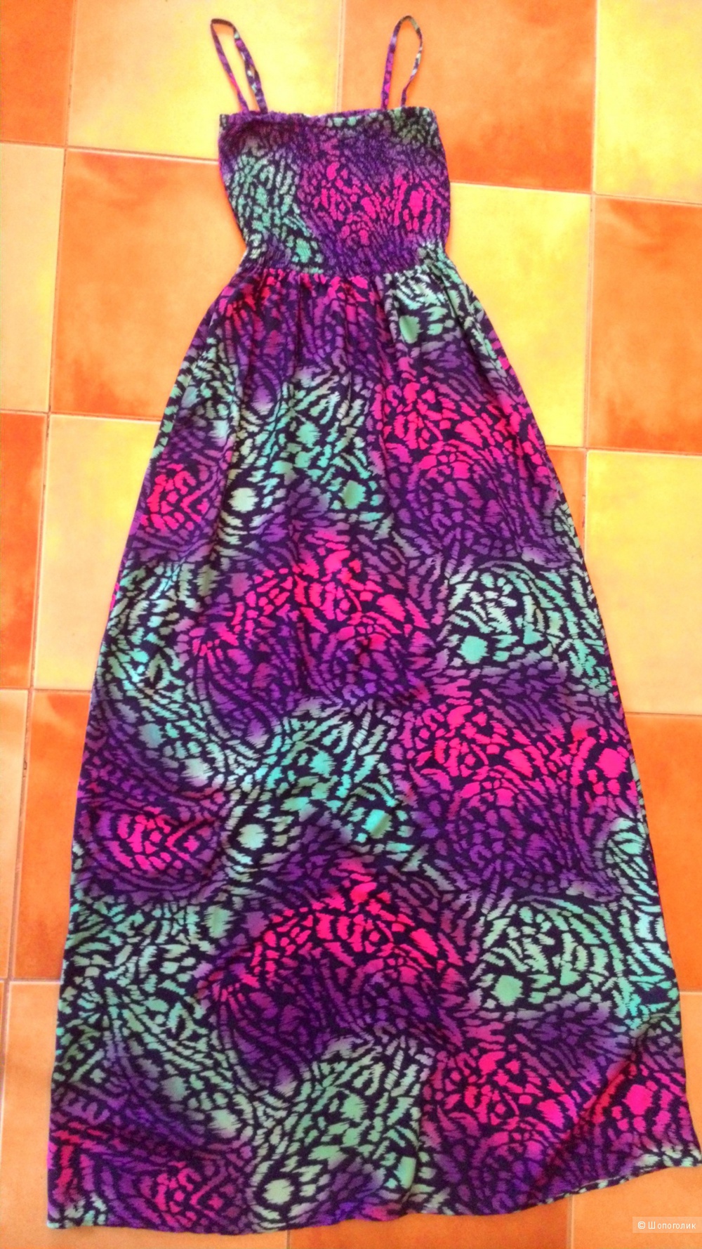 Новое платье-сарафан Jeanswest "Granada strapless printed maxi-night blue multi" 44 р.