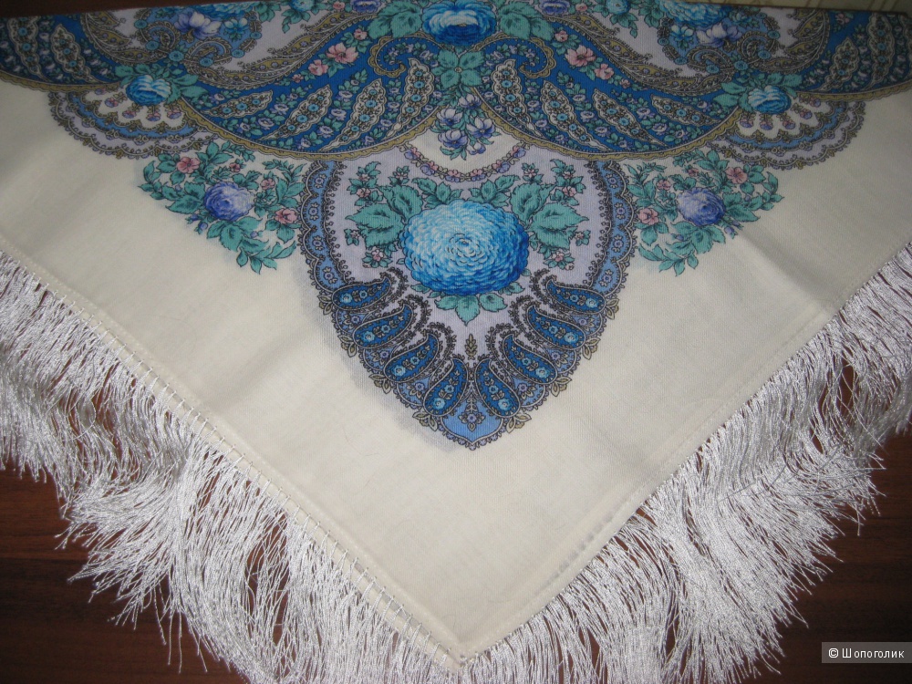 Павловопосадский платок с шелковой бахромой 125х125
