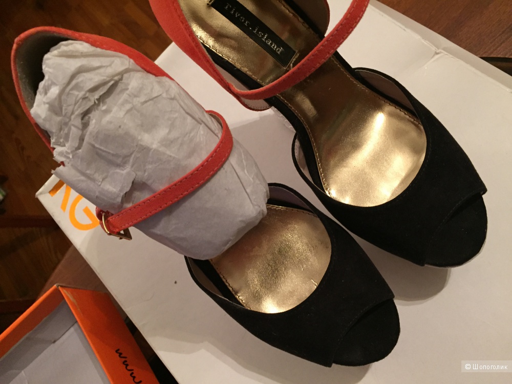 River Island Platform Wedges - Orange/black/cream / UK 4 (РУС 37)