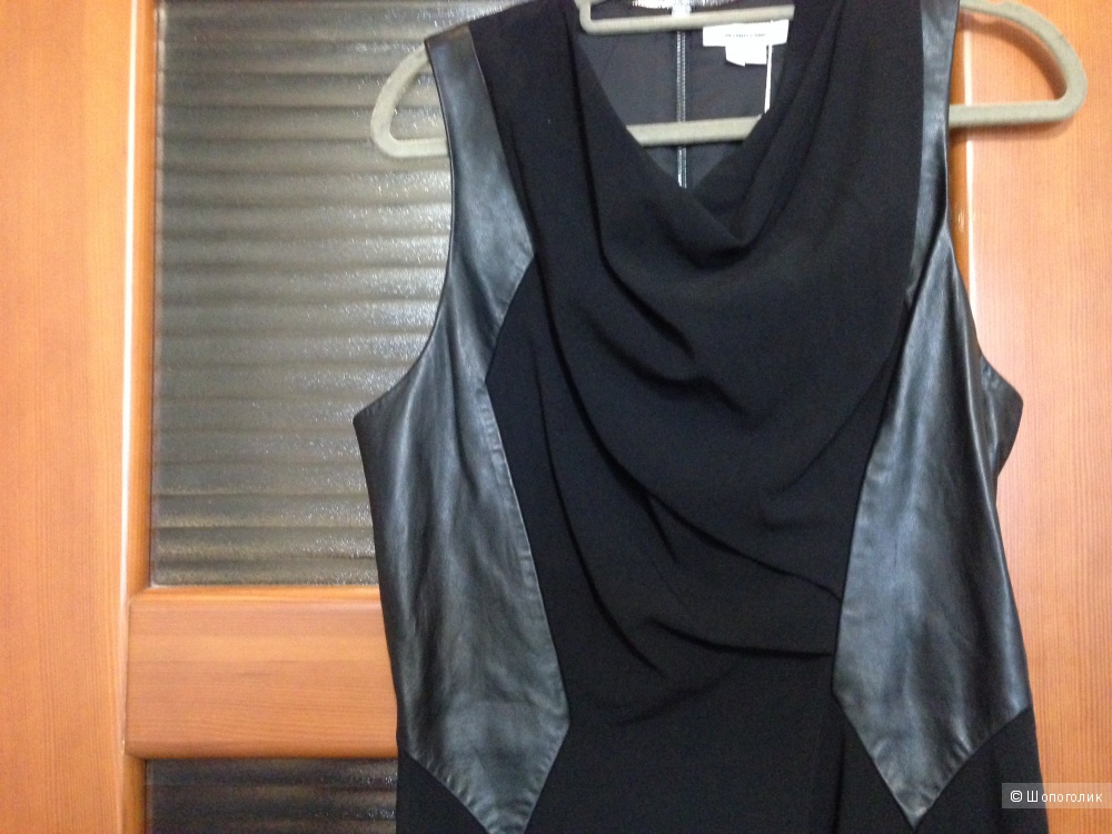 Платье HELMUT LANG 46 (Российский размер) дизайнер:8 (US) Черный с отделкой из натуральной кожи.