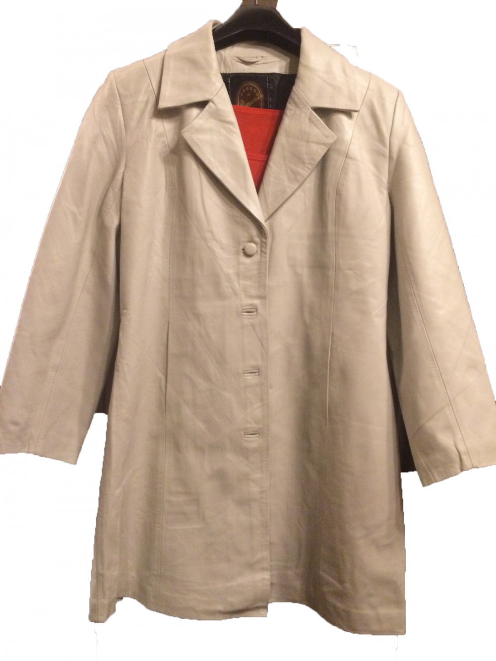 Кожаное светлое пальто, размер XL (48-50), один раз надето, натуральная кожа, подходит для  юбок и официальных костюмов