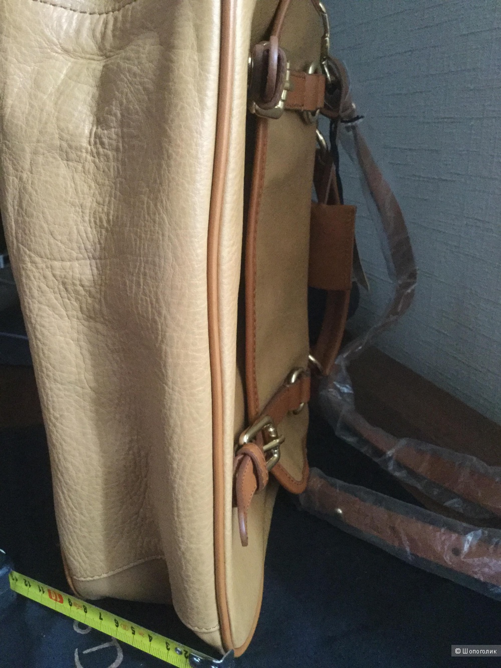 Новая сумка-планшет Massimo Dutti из телячьей кожи цвета Camel