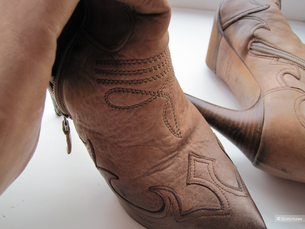 Сапоги демисезонные из натуральной кожи на высоком каблуке, итальянские, Nando Muzi