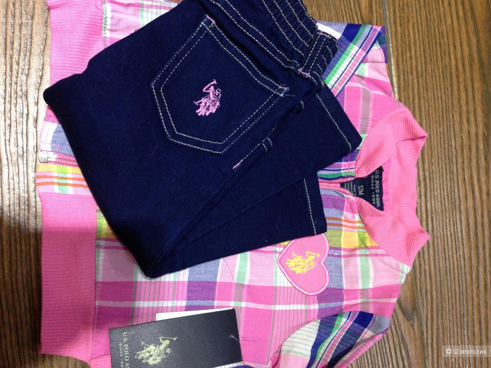 Костюм для девочки US POLO-курточка ветровка и джинсы на 1 год