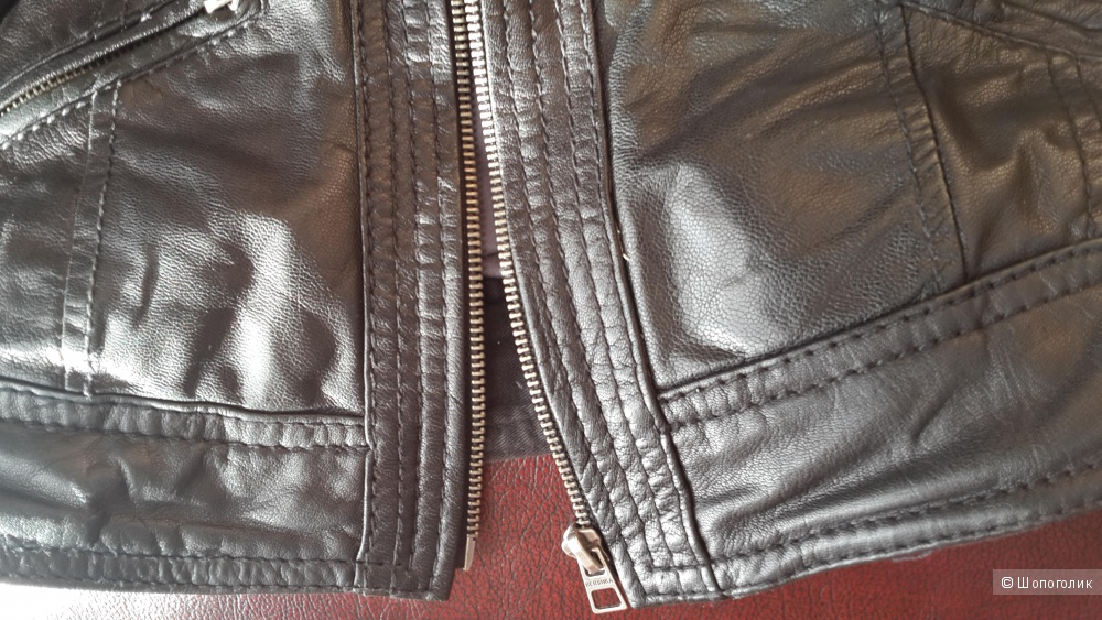 Куртка из натуральной кожи черного цвета Bershka размер М