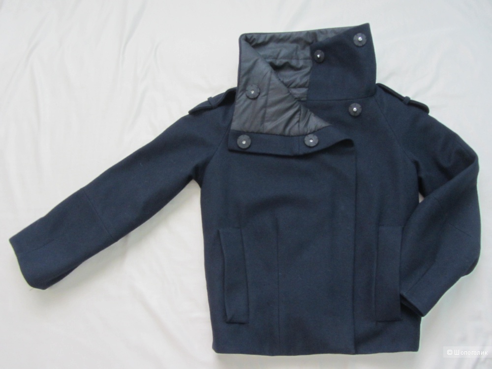 Пальто Zara темно-синее (шерсть)