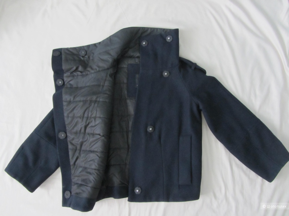 Пальто Zara темно-синее (шерсть)