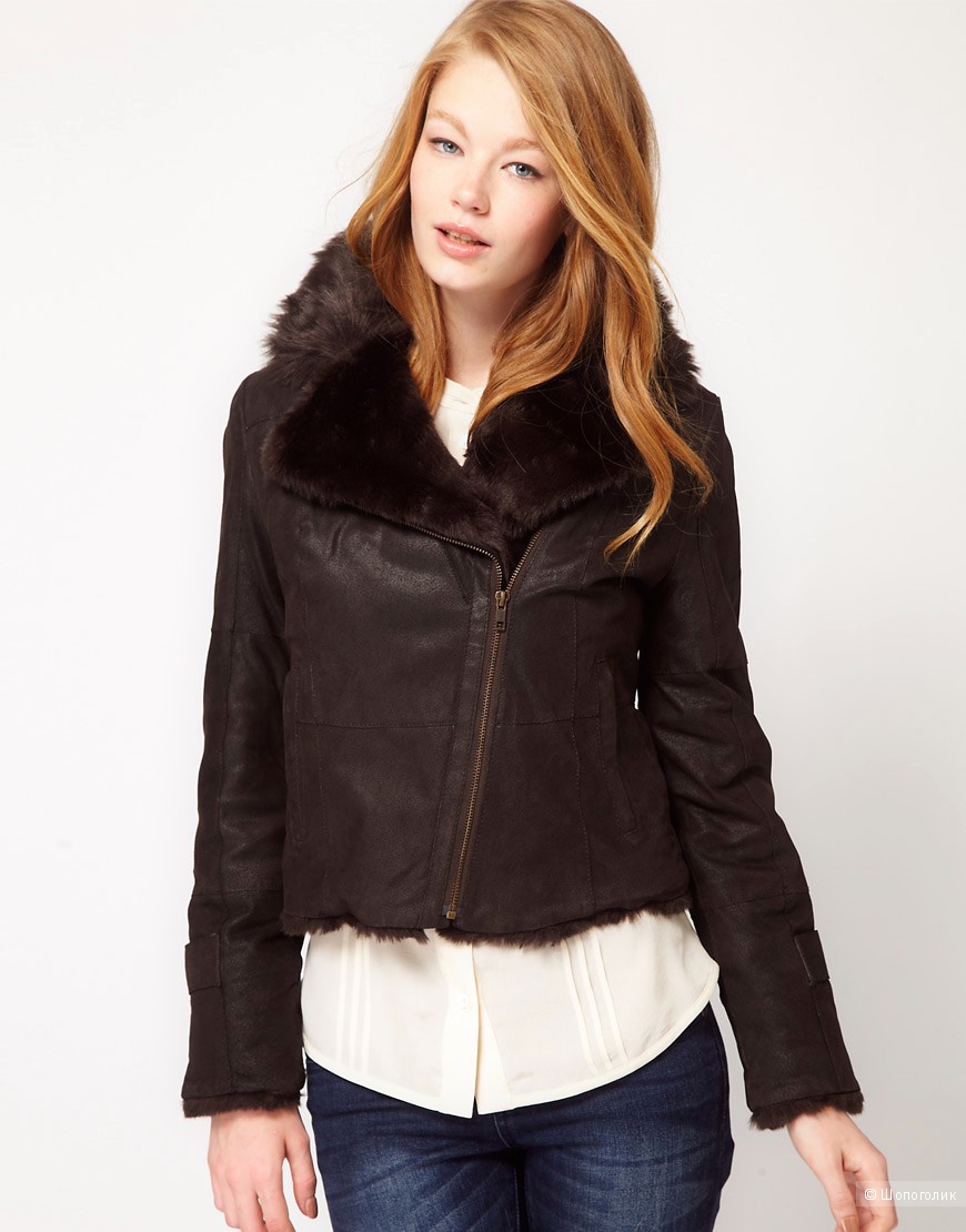 Jofama Faux Fur Lines Jacket With Asymmetric Zip