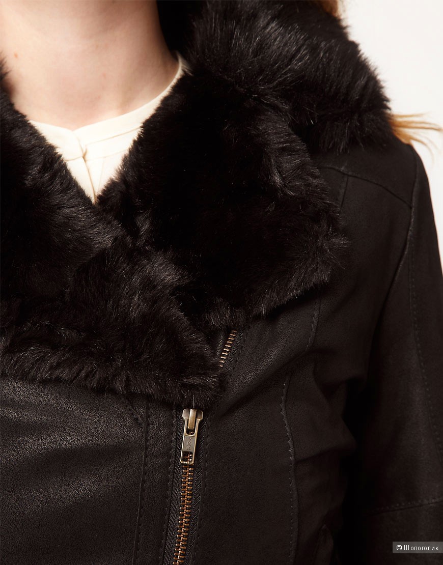 Jofama Faux Fur Lines Jacket With Asymmetric Zip