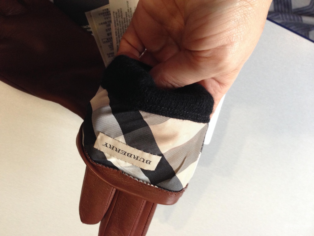 Кожаные перчатки BURBERRY LONDON, оригинал. Размер 18 (см) дизайнер:7 (inches) Какао