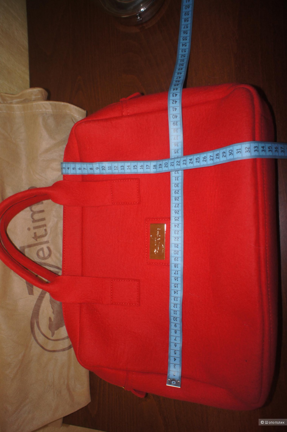 Красная сумка из префельта  войлок