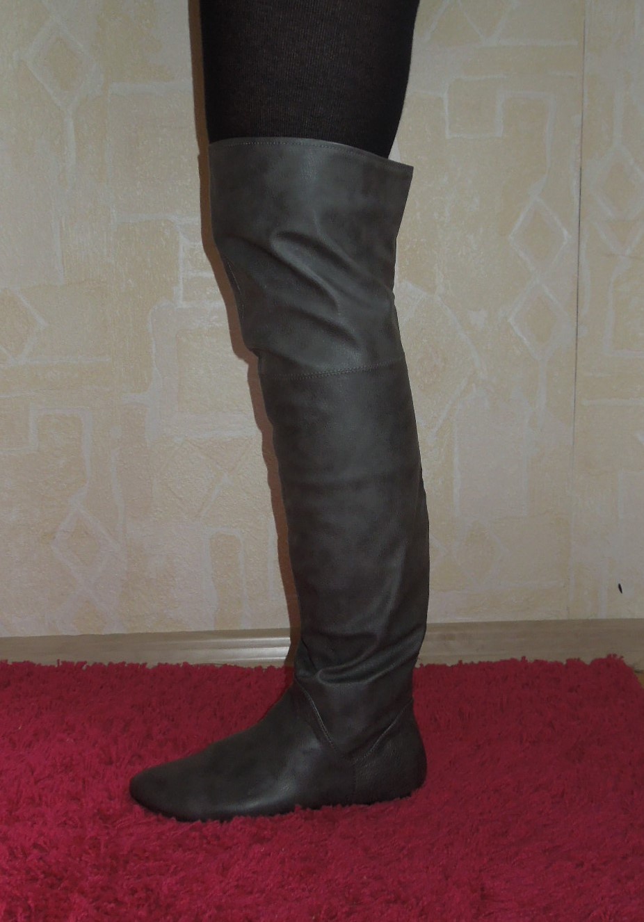 Сапоги-ботфорты серые женские Zara, 40 размер (в реальности на 38-39), весна-осень, выше колена