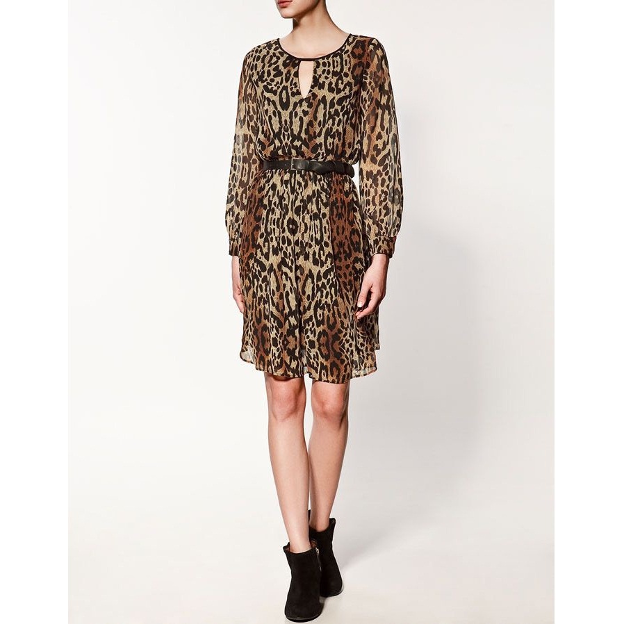Zara, леопардовое, шифоновое платье