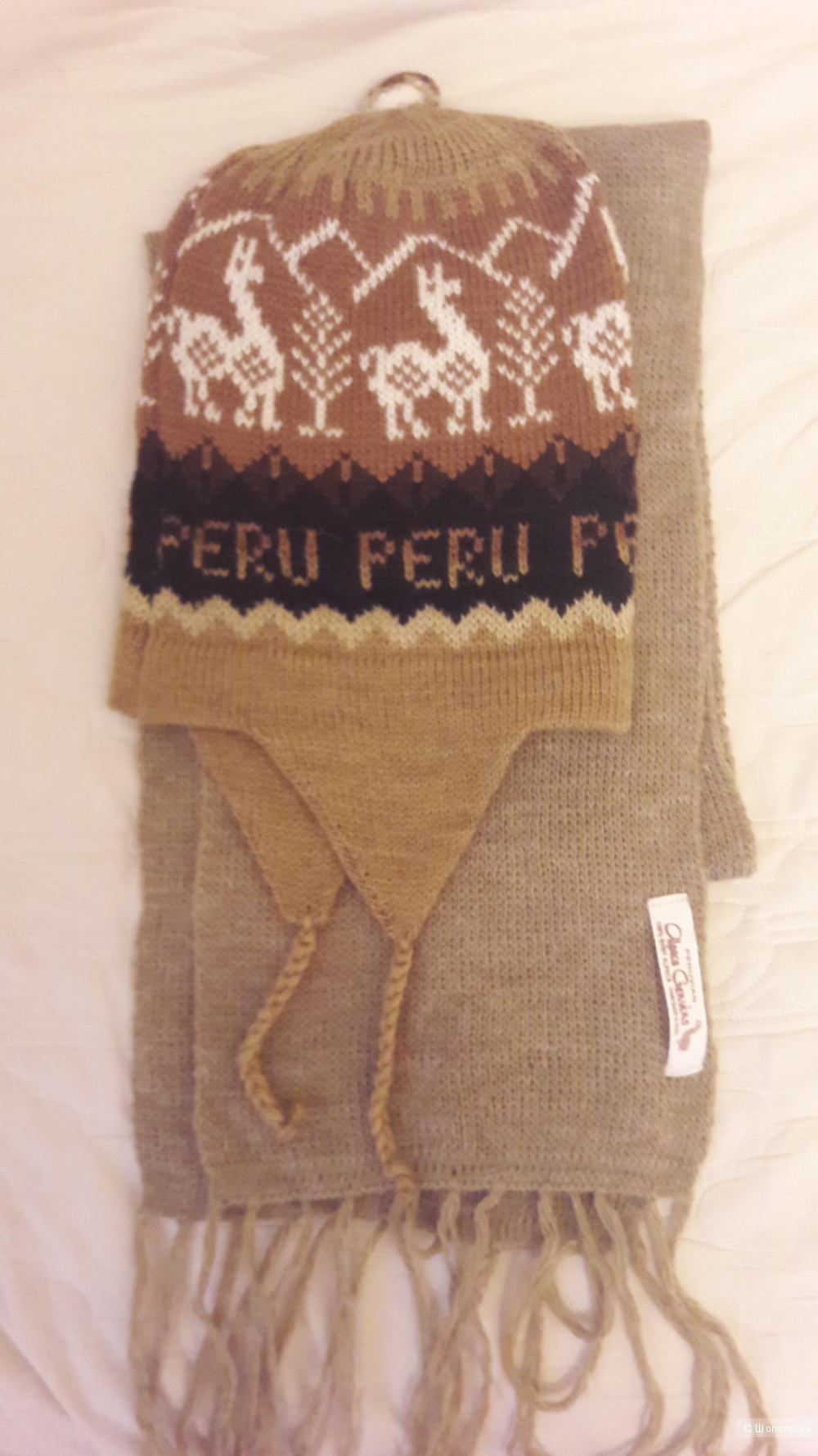 Комплект из шерсти альпаки: шарф и шапка