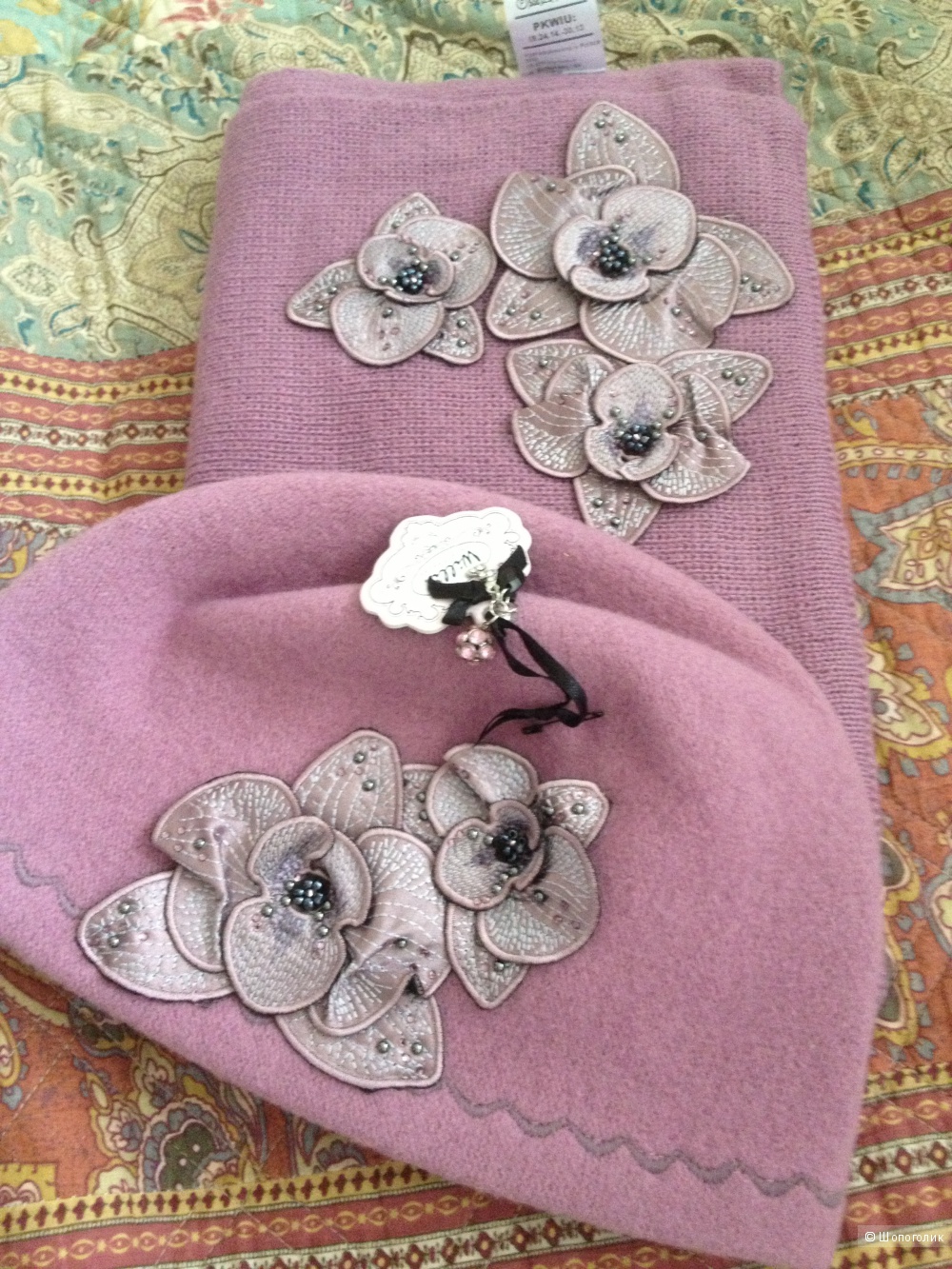 Новый комплект шапка+шарф ф.Orchidea 100% шерсть