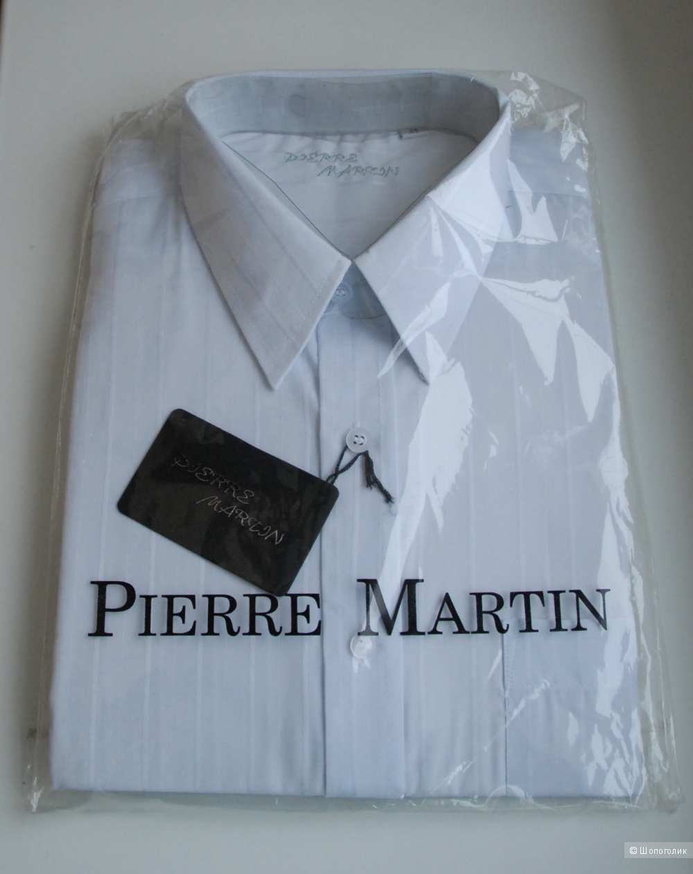 Мужская белая рубашка Pierre Martin новая в упаковке с бирками размер 42см