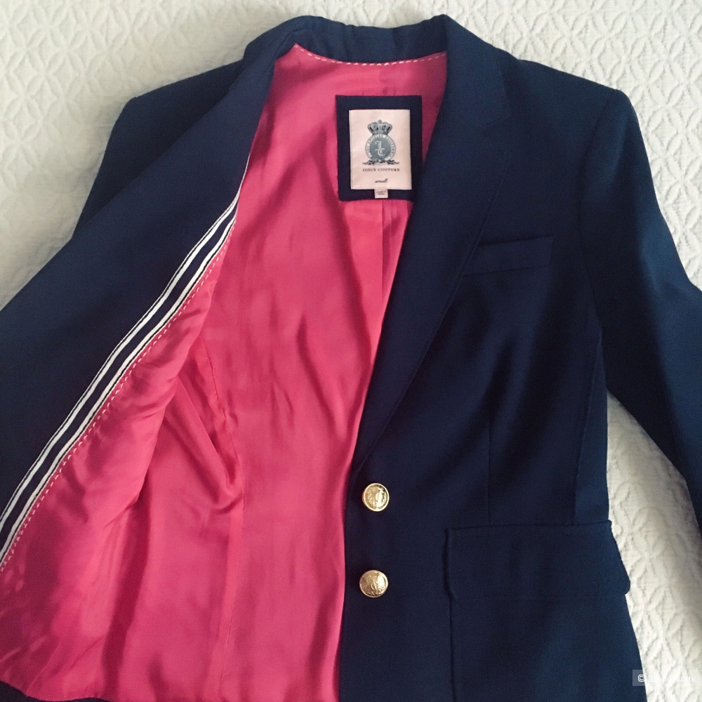 Оригинальный пиджак (блейзер) Juicy Couture темно-синего цвета 42-44 (size Small)