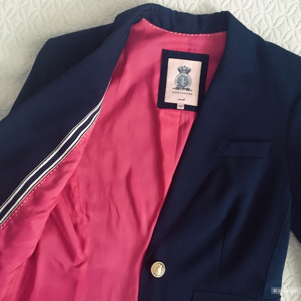 Оригинальный пиджак (блейзер) Juicy Couture темно-синего цвета 42-44 (size Small)