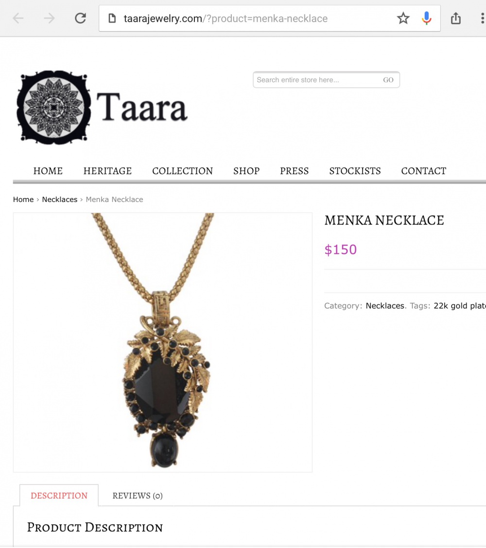 Дизайнерское ожерелье TAARA