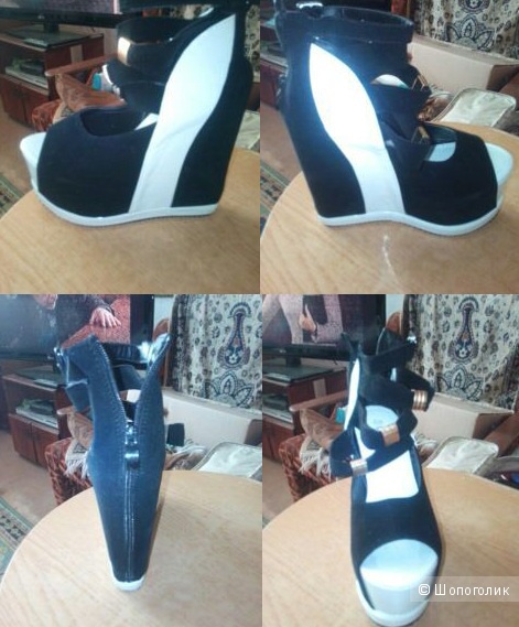 Новые босоножки чёрно-белые с пряжкой Aliexpress на 38-39 размер ноги.