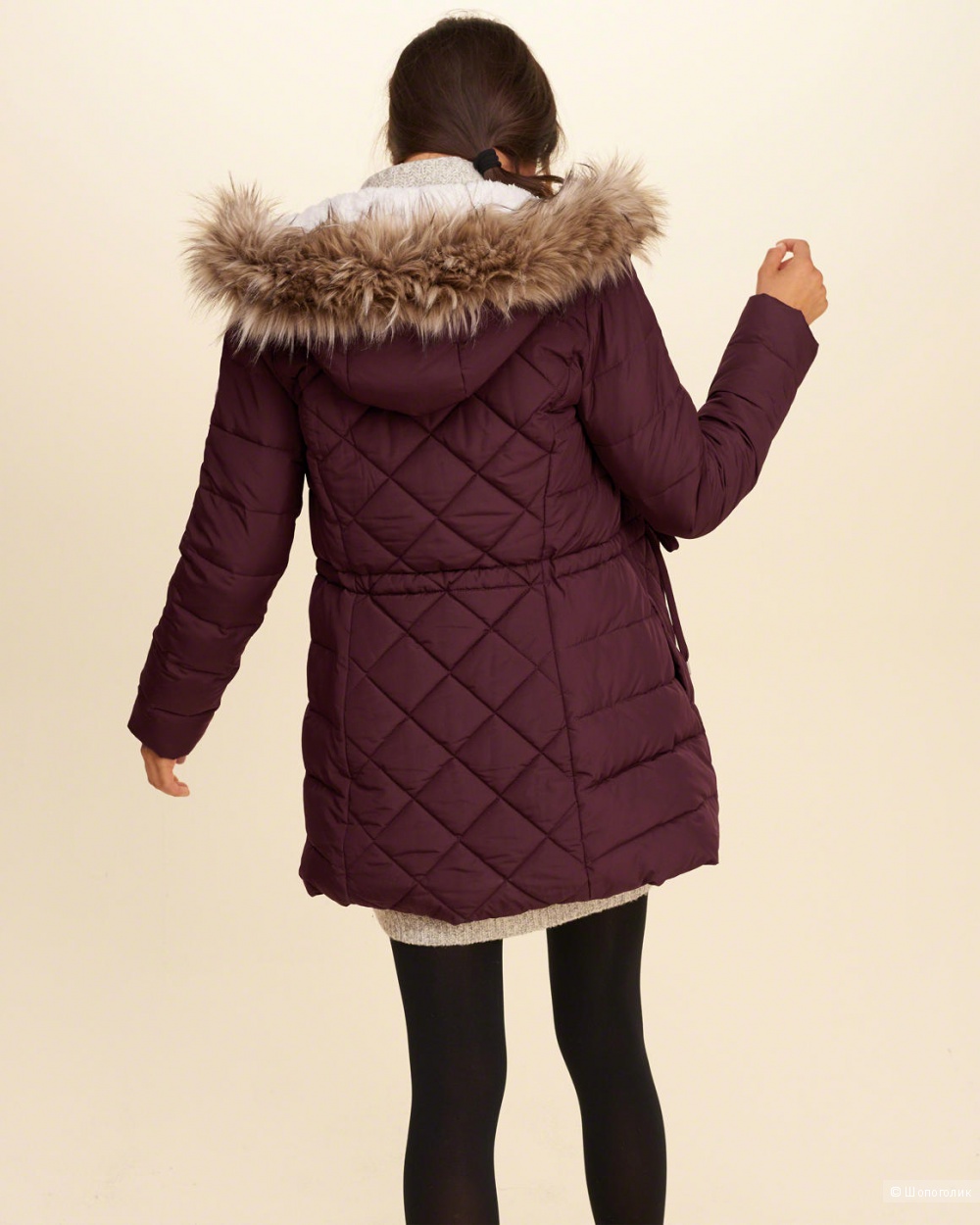 Пуховик фирмы hollister, цвет BURGUNDY, Size: XXS, новый