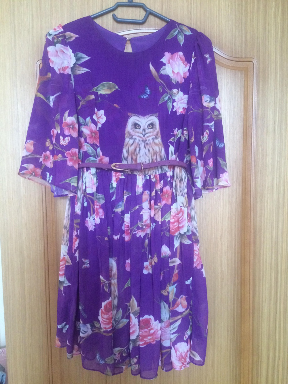 Платье новое, фиолетовое с рисунком-совы