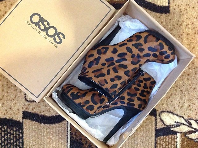 Ботинки ASOS ALTO Leather Animal Print Effect. Р-р 36-36,5.