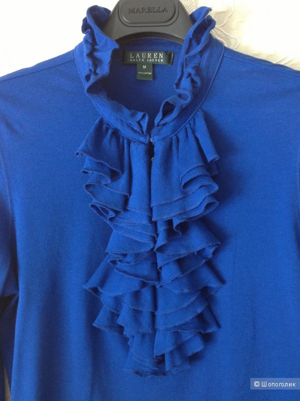 Блузка синего цвета с жабо Ralph Lauren m