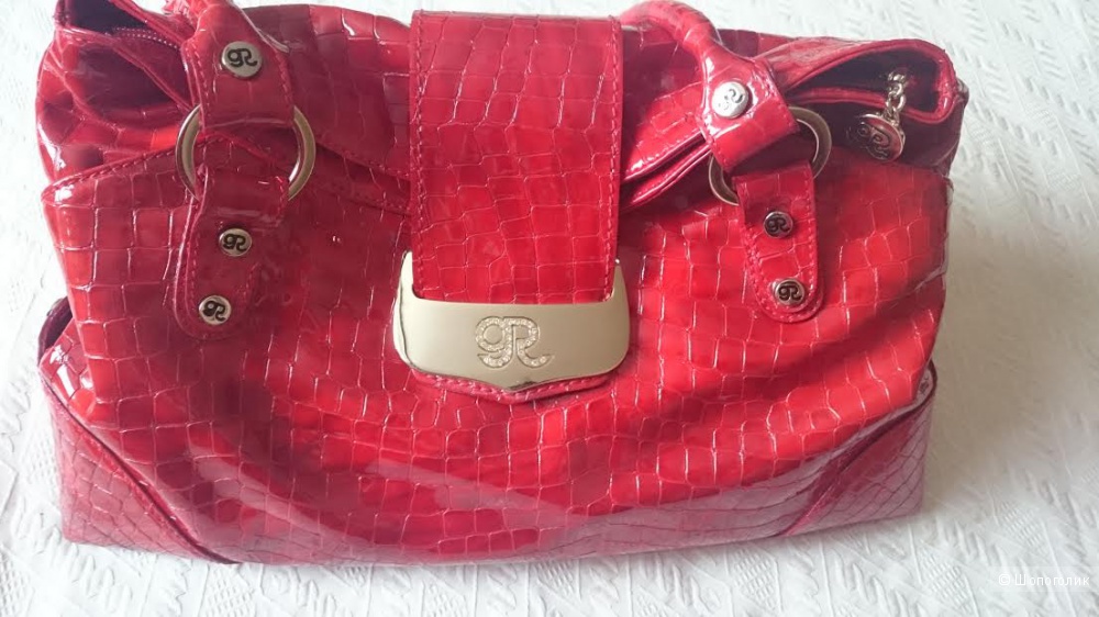 Красная сумка  GENNARI RICCARDO  из натуральной кожи с тиснением под рептилию.