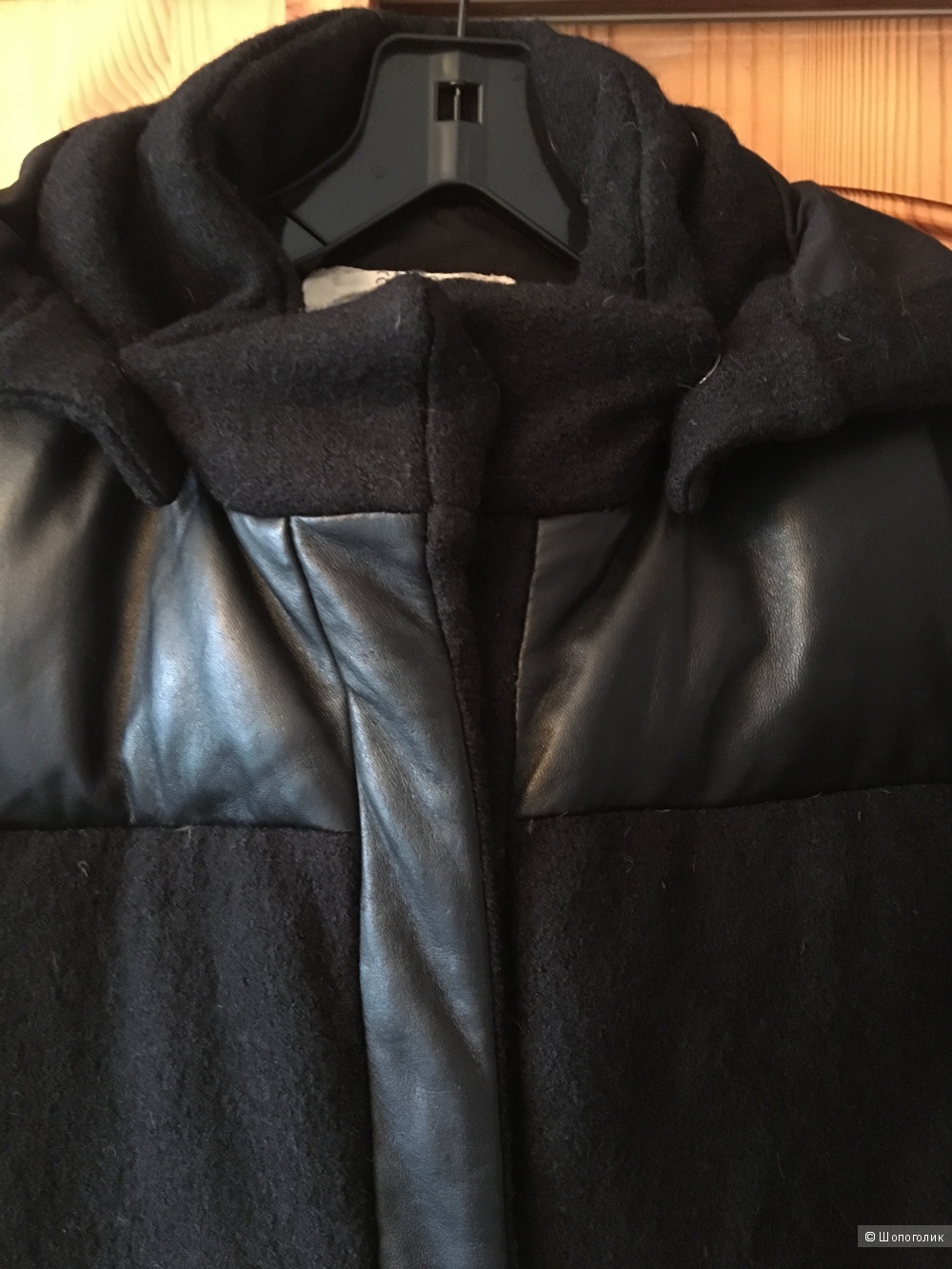 Шерстяная утепленная черная куртка-жакет с кожей Vanessa Bruno Athe p.FR42 (на росс.48)