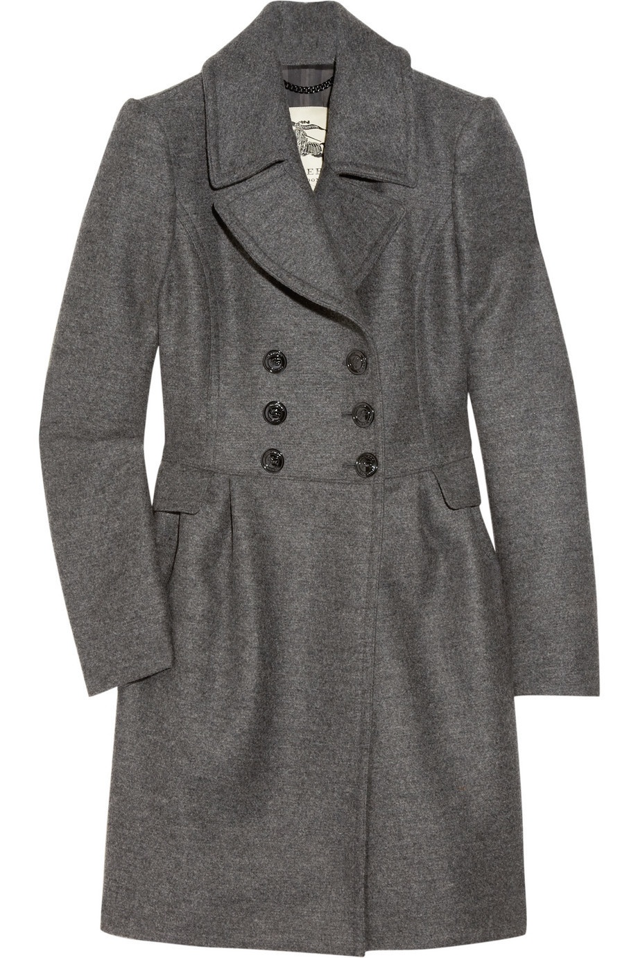 Серое двубортное пальто Burberry London размер UK 14 (на росс.48)