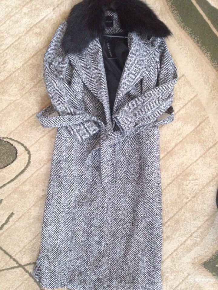 Пальто макси из искусственного меха с поясом New Look 44 размер