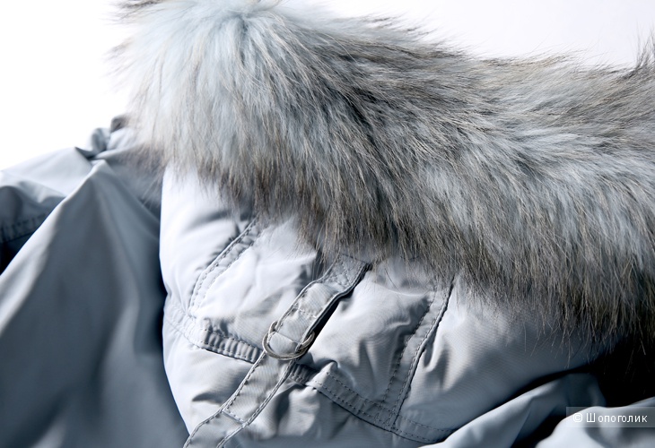 Зимняя парка-пуховик с мехом енота на воротнике, размер XL