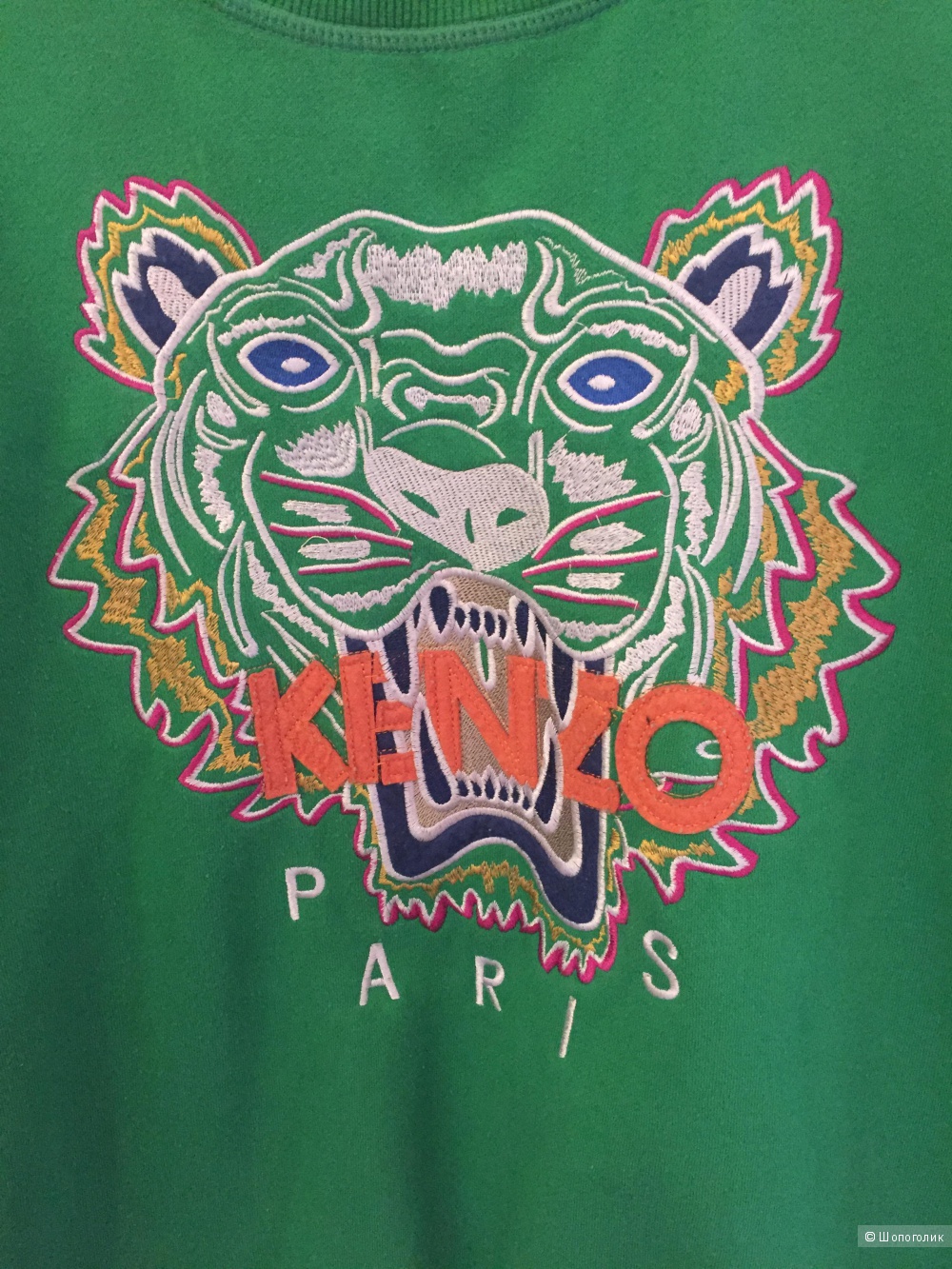 Толстовка-худи Kenzo с тигром, цвет зелёный, размер M/L