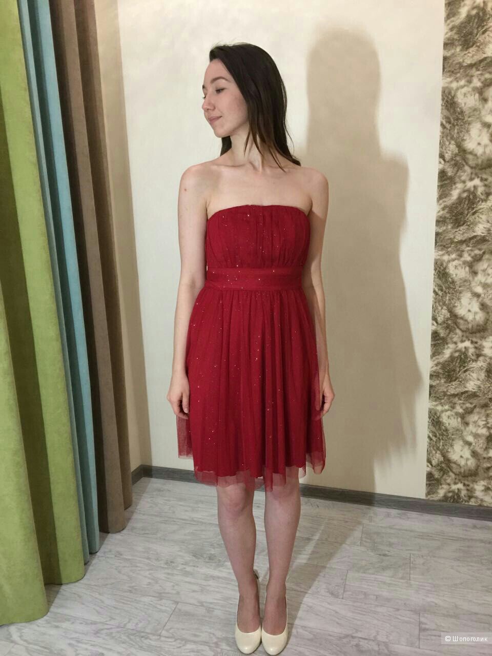 Коктейльное красное платье ASOS, р.46