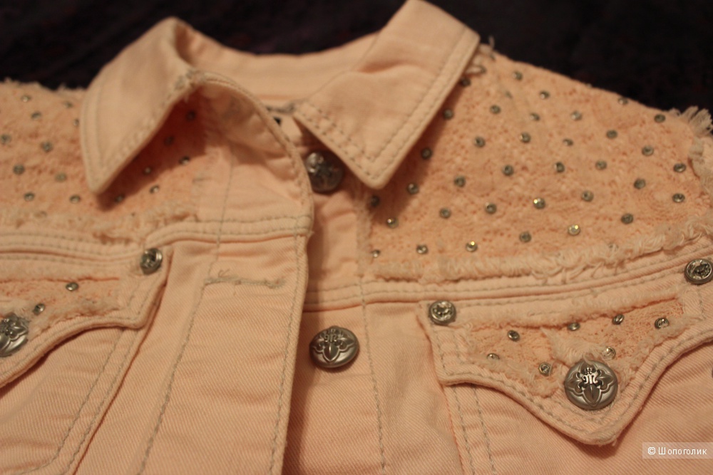 Новая джинсовая куртка MISS ME. размер L. Цвет пудровый-розовый.