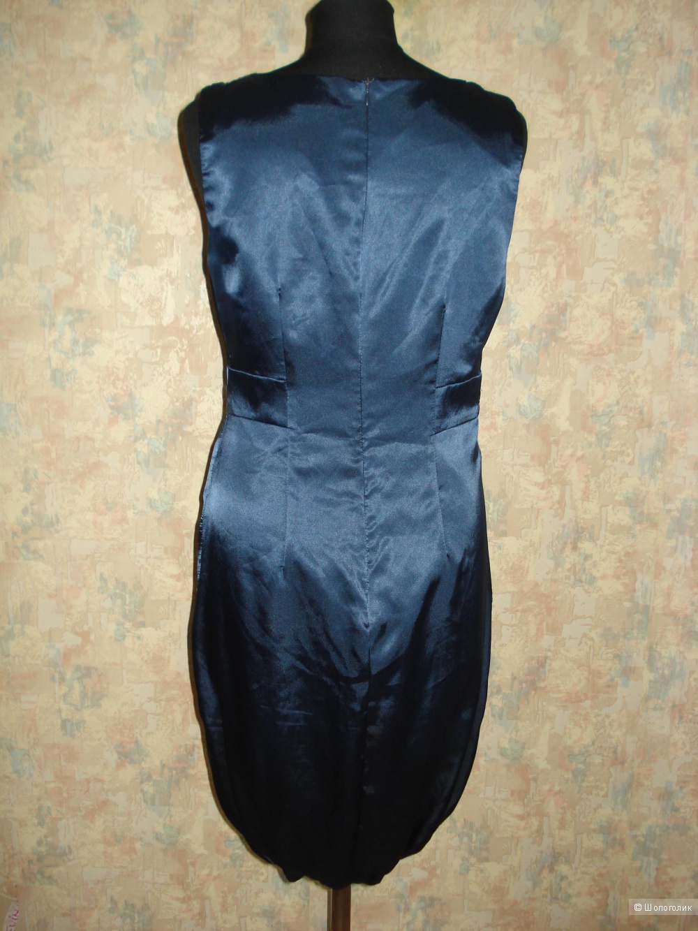 Шелковое темно-синее платье-баллон Motivi р. 46