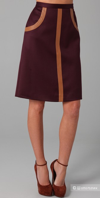 Шерстяная юбка с кожаной отделкой бренда Raoul размер US 8