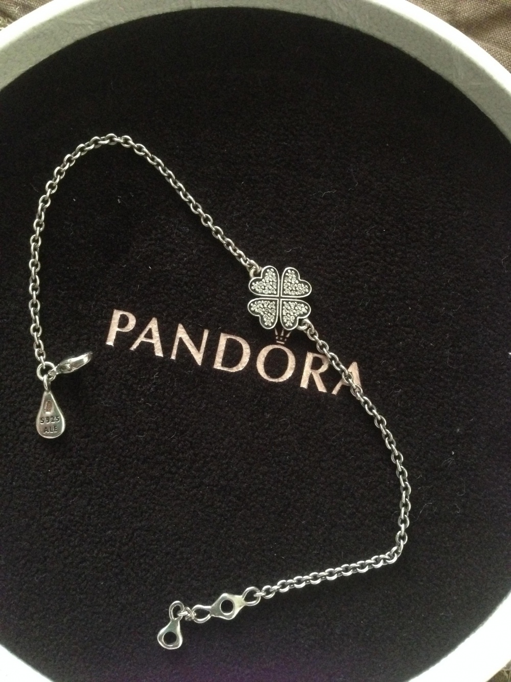 Браслет Pandora Четырехлистник 18 см с кубическими циркониями