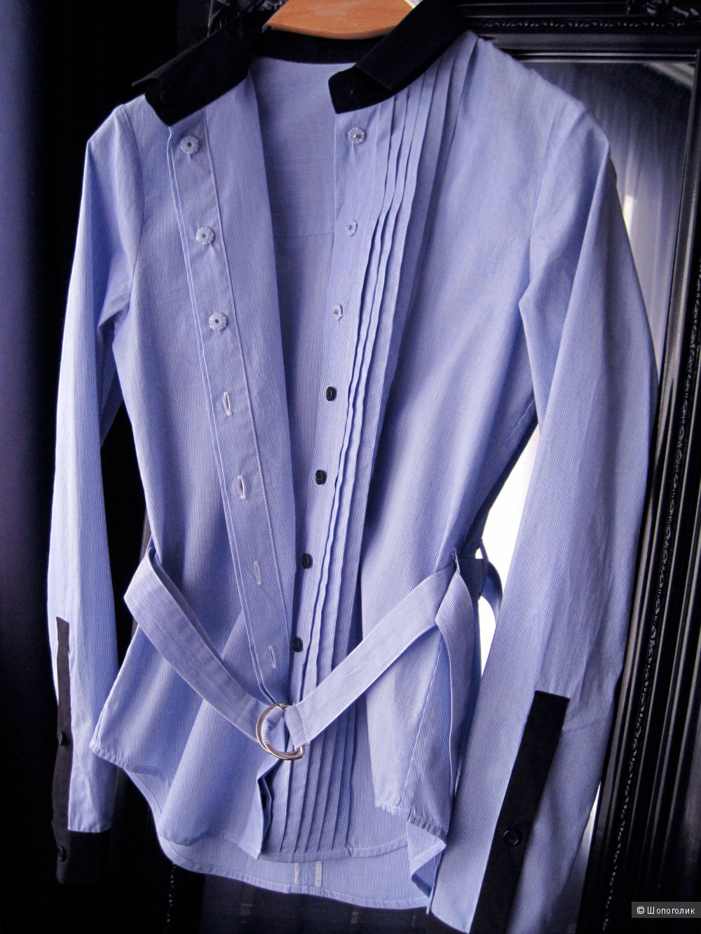 Новая голубая рубашка в мелкую полоску Unconditional London размер XS