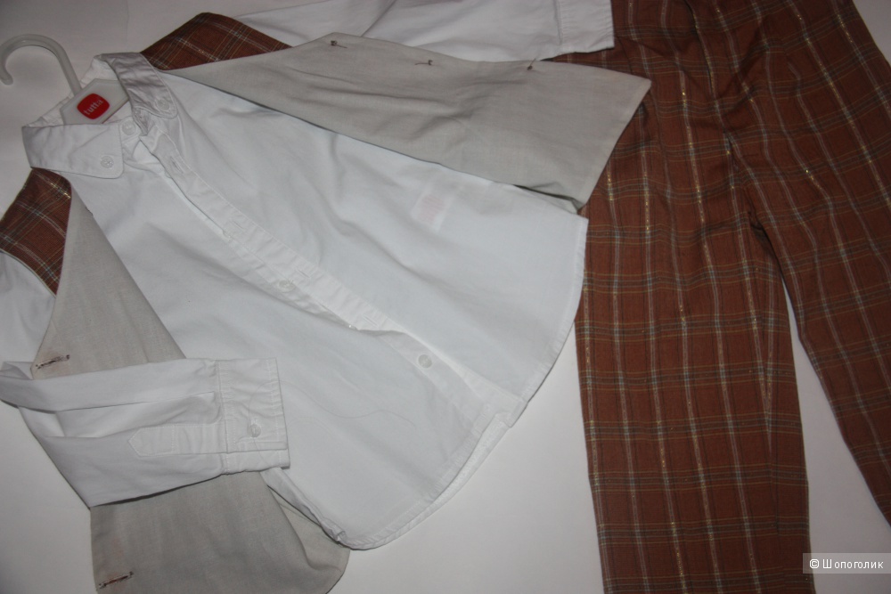 Комплект: жилет, брюки и белая рубашка на рост 90-100 см