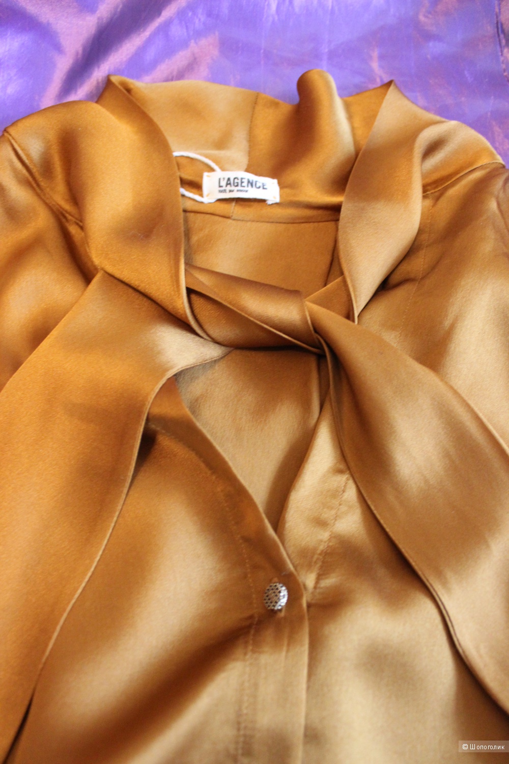 Новая шелковая блузка L'AGENCE, золотисто-коричневый цвет на 46-48 размер.