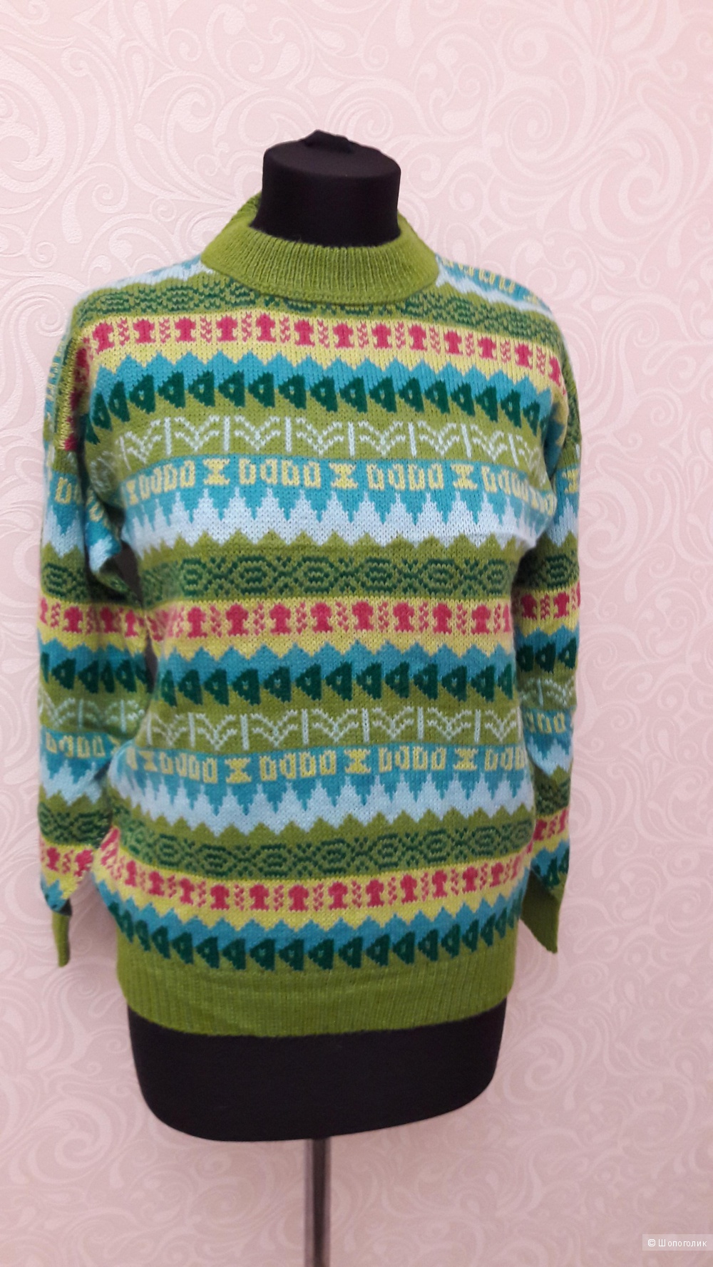 Шерстяной свитер из ламы многоцветного тона