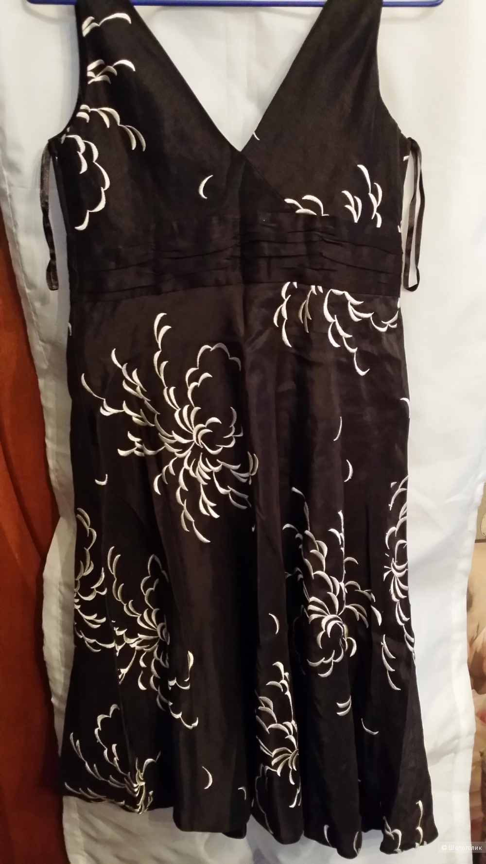 Платье Monsoon (лен+шелк) с объемной вышивкой шелком 10 UK размера