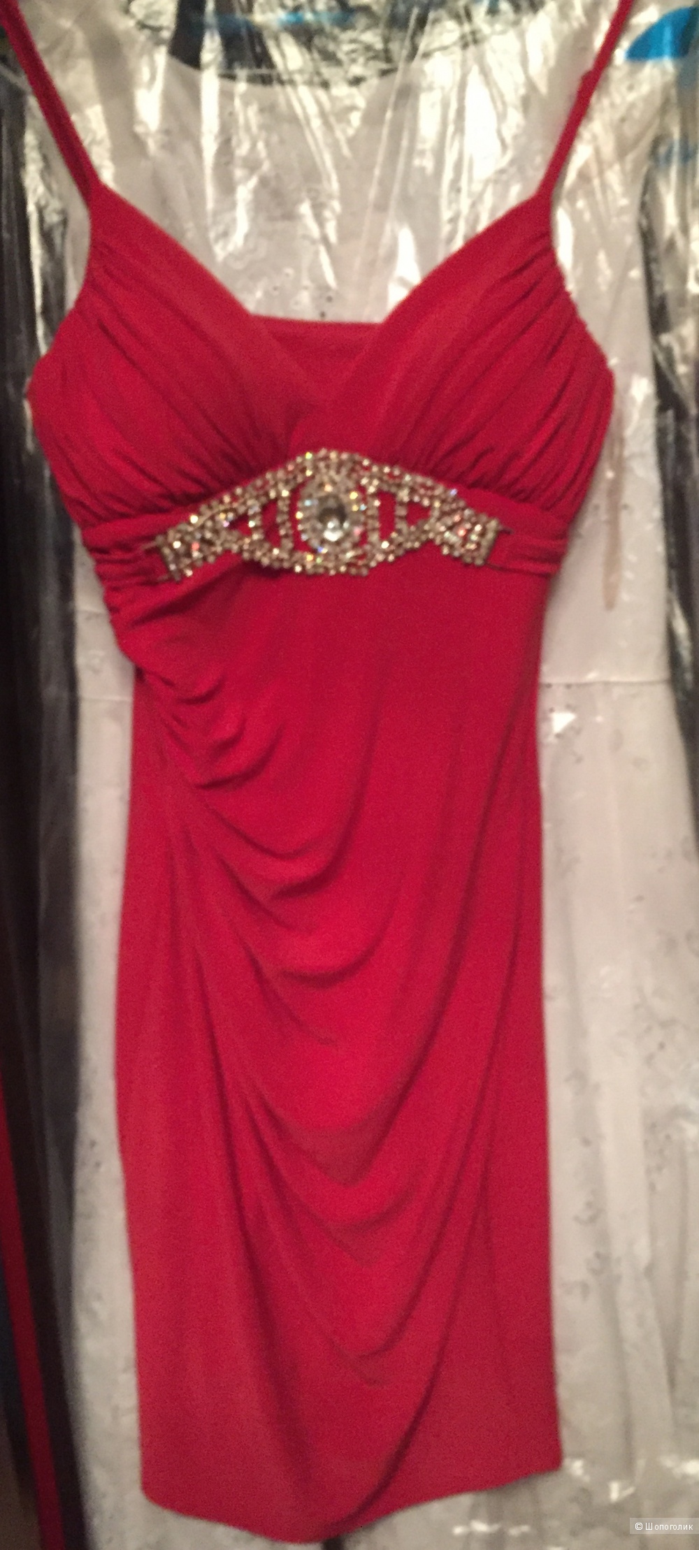 Платье VIP STAIL красное вечернее (брак, б/у) р.44