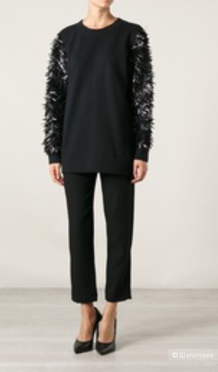 Черный свитер-толстовка оверсайз с паетками DKNY, размер S, подойдёт на размер 42-46