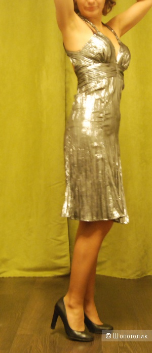 Серебренное коктельное платье 42-44