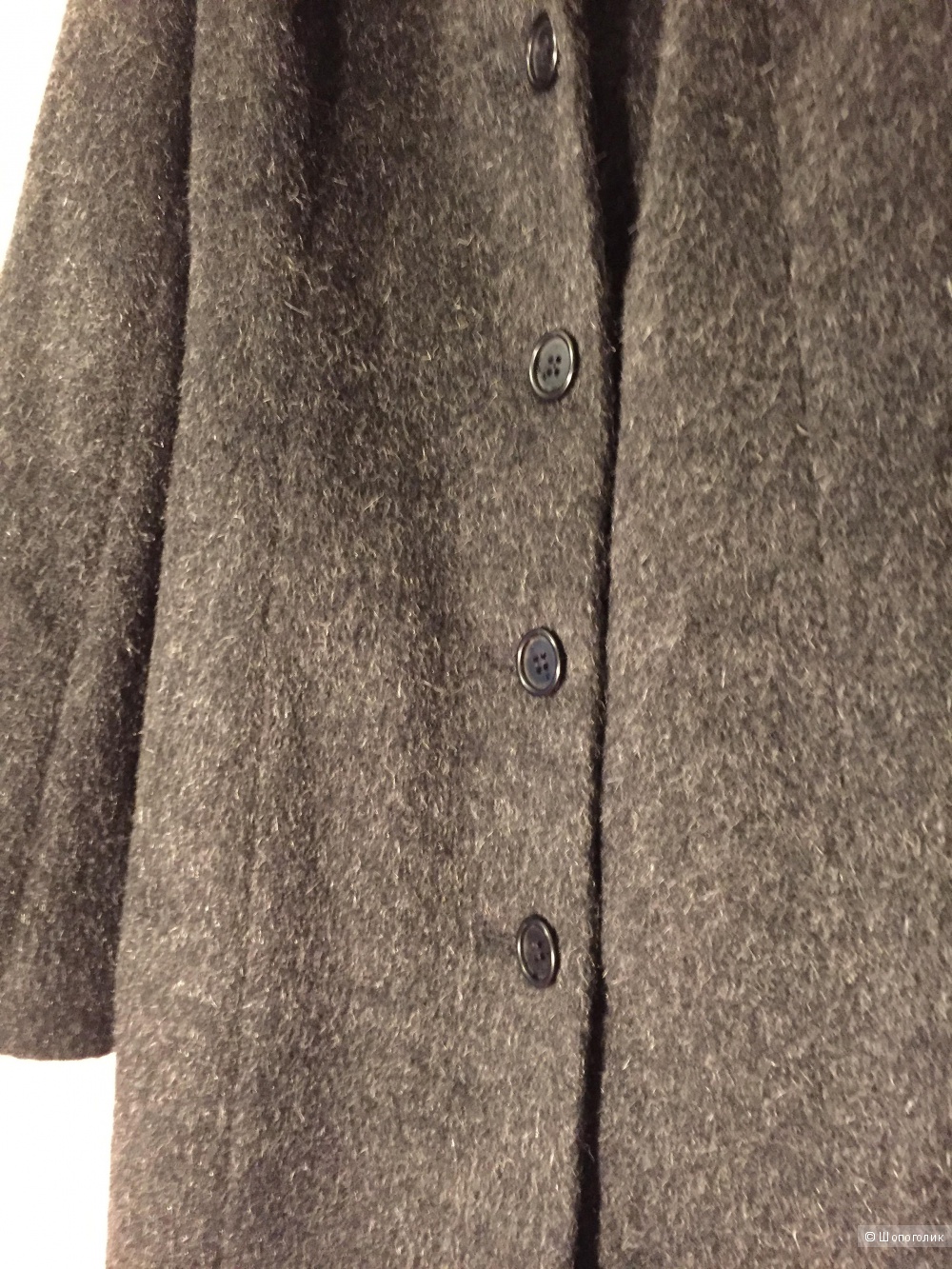 Шерстяное серое пальто, размер 44-46