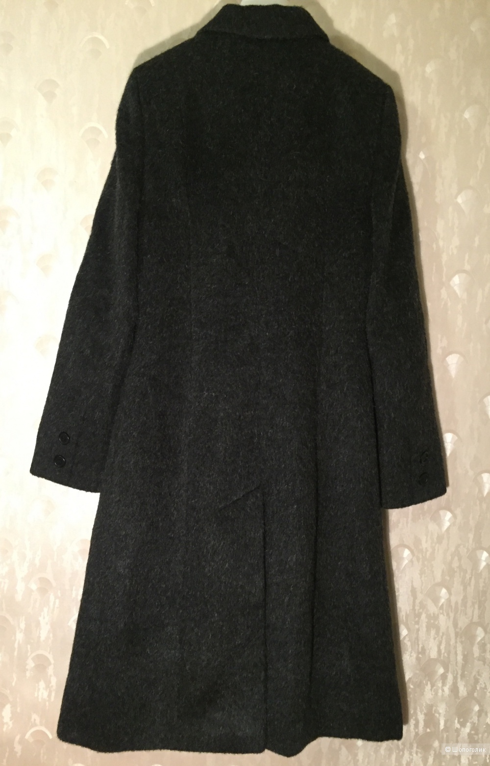 Шерстяное серое пальто, размер 44-46